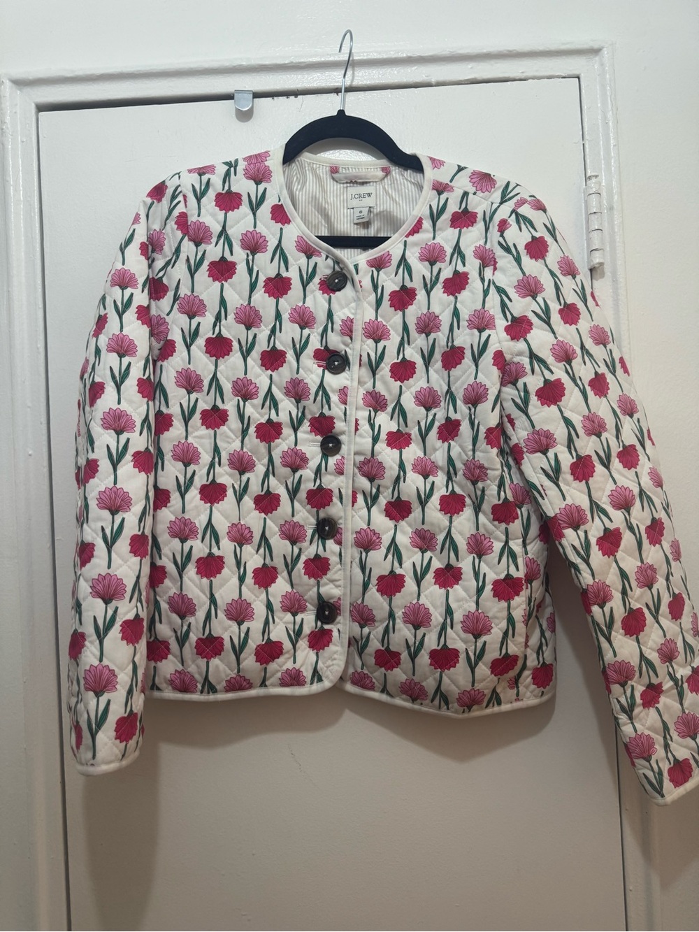 J. Crew Quilted Floral Button Front  Jacket size 6